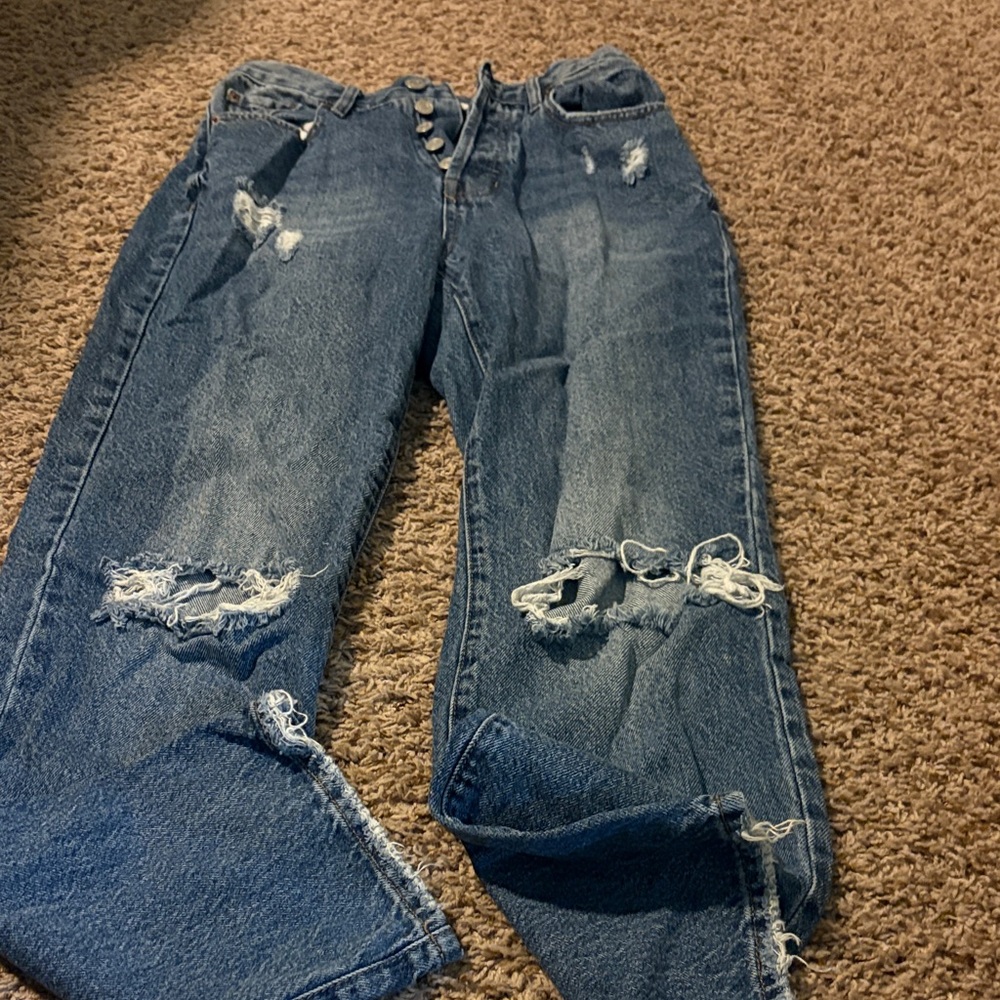 Pac sun dad jeans buttonfly Distressed Blue Jeans